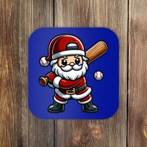 Santa Claus Baseball Player Baseball Christmas Gift Coaster