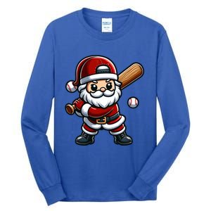 Santa Claus Baseball Player Baseball Christmas Gift Tall Long Sleeve T-Shirt