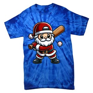 Santa Claus Baseball Player Baseball Christmas Gift Tie-Dye T-Shirt