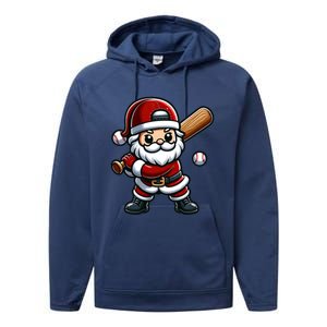 Santa Claus Baseball Player Baseball Christmas Gift Performance Fleece Hoodie