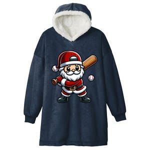 Santa Claus Baseball Player Baseball Christmas Gift Hooded Wearable Blanket