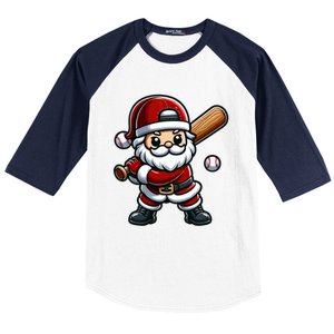 Santa Claus Baseball Player Baseball Christmas Gift Baseball Sleeve Shirt