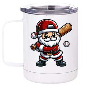 Santa Claus Baseball Player Baseball Christmas Gift 12 oz Stainless Steel Tumbler Cup