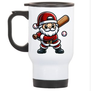 Santa Claus Baseball Player Baseball Christmas Gift Stainless Steel Travel Mug