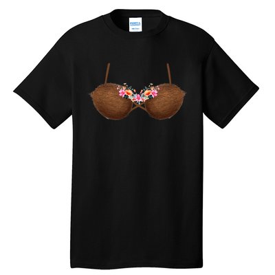 Summer Coconut Bra Hawaii Luau Flowery Costume Funny Tall T-Shirt