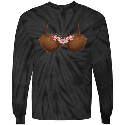 Summer Coconut Bra Hawaii Luau Flowery Costume Funny Tie-Dye Long Sleeve Shirt