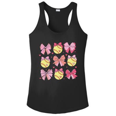 Softball Coquette Bow Softball Mom Mothers Day Softball Mama Ladies PosiCharge Competitor Racerback Tank