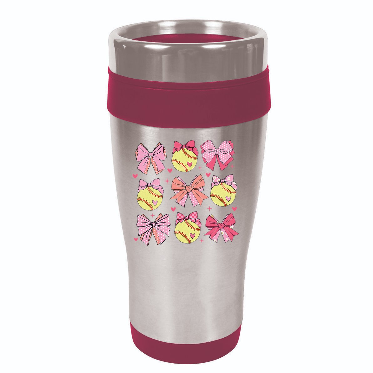 Softball Coquette Bow Softball Mom Mothers Day Softball Mama 16oz Travel Tumbler