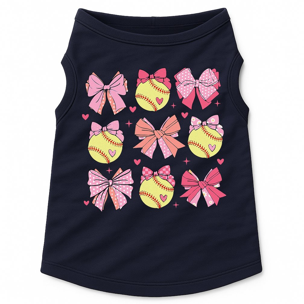Softball Coquette Bow Softball Mom Mothers Day Softball Mama Doggie Tank