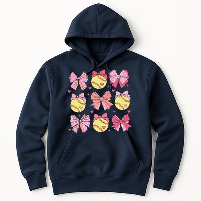 Softball Coquette Bow Softball Mom Mothers Day Softball Mama Hoodie
