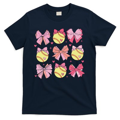 Softball Coquette Bow Softball Mom Mothers Day Softball Mama T-Shirt