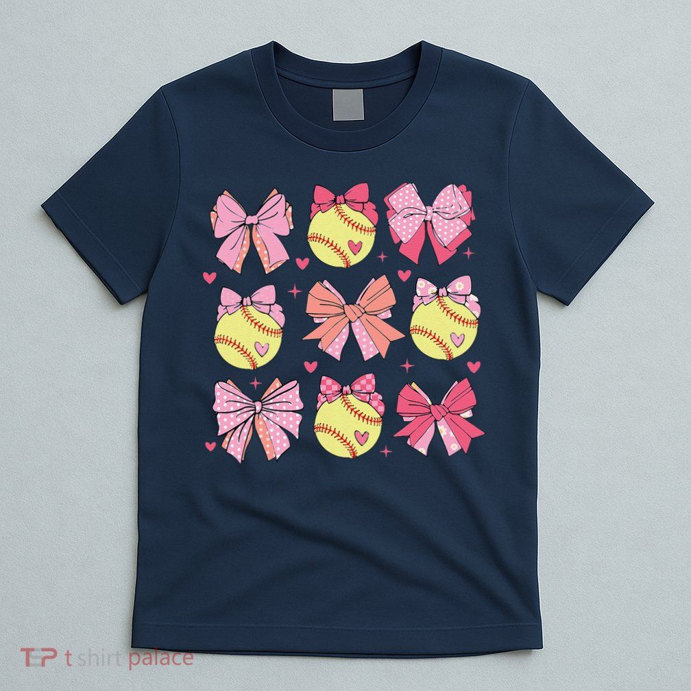 Softball Coquette Bow Softball Mom Mothers Day Softball Mama T-Shirt