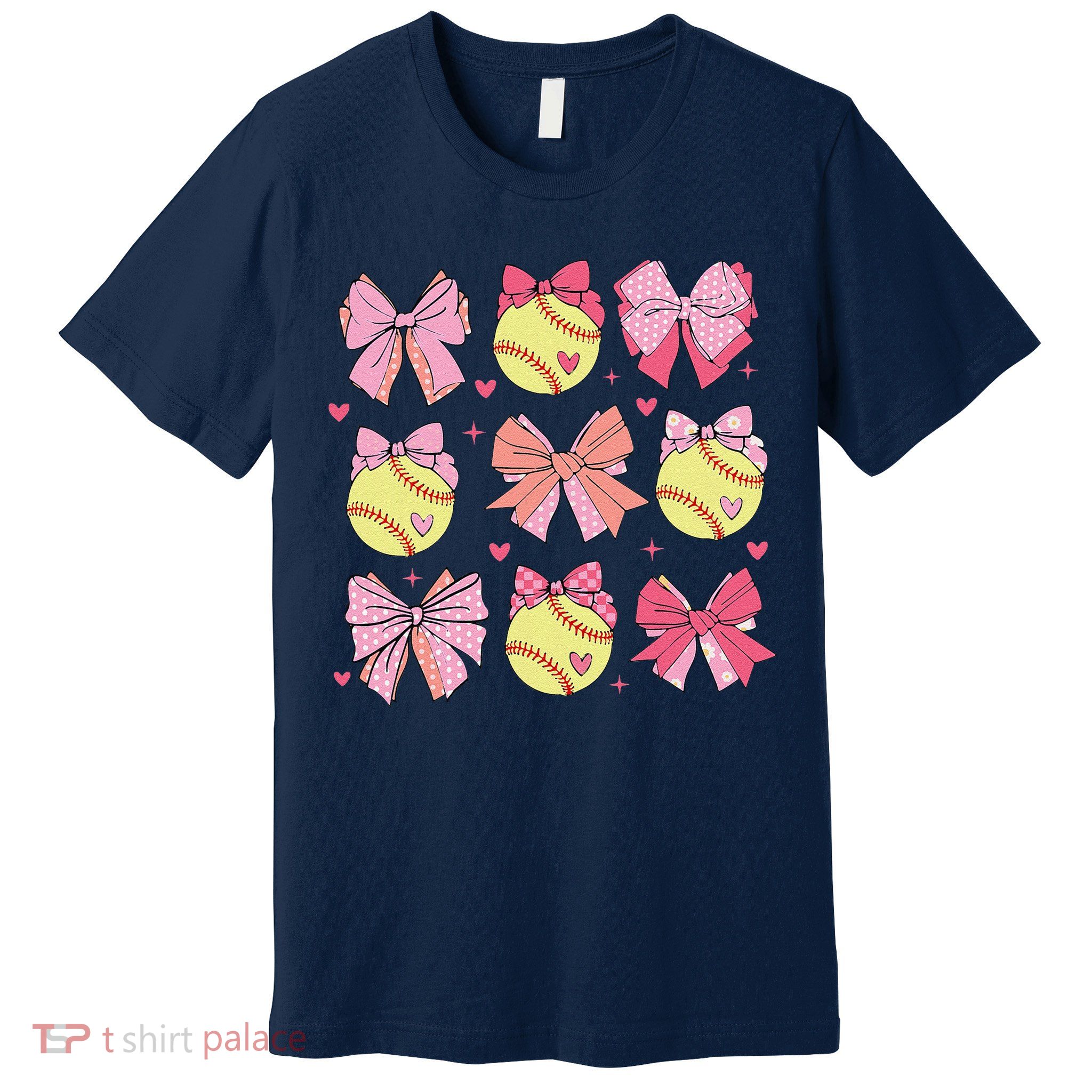 Softball Coquette Bow Softball Mom Mothers Day Softball Mama Premium T-Shirt