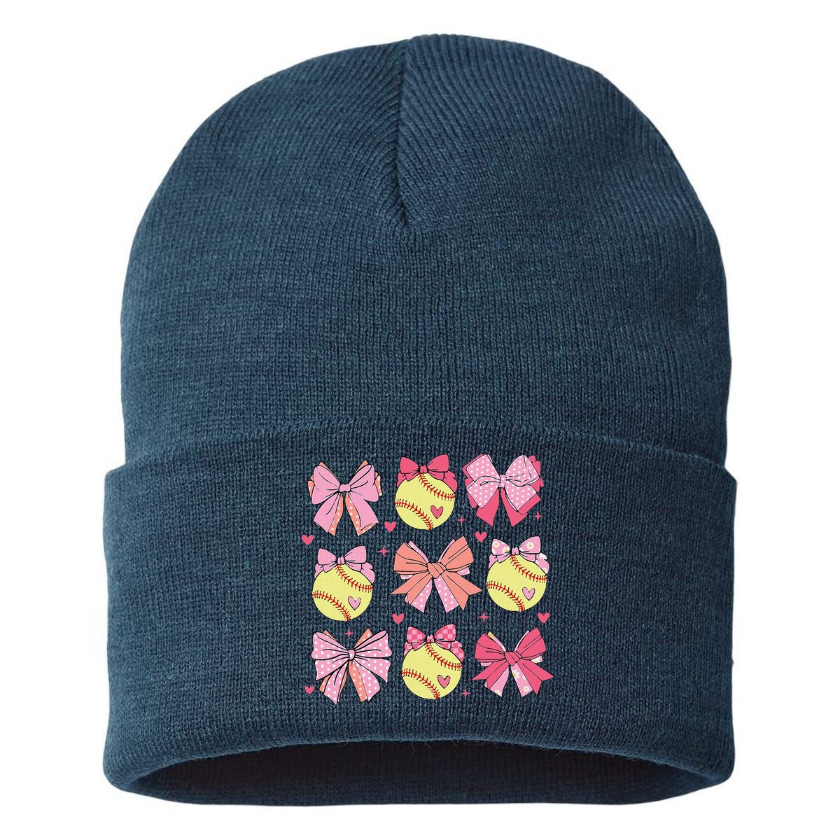 Softball Coquette Bow Softball Mom Mothers Day Softball Mama Sustainable Knit Beanie