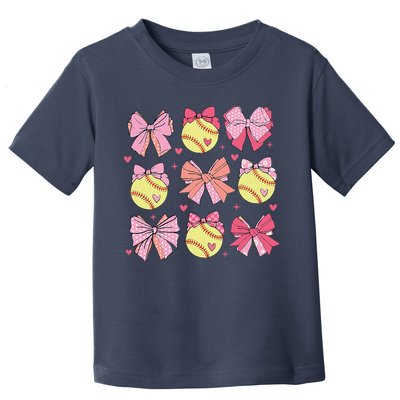 Softball Coquette Bow Softball Mom Mothers Day Softball Mama Toddler T-Shirt