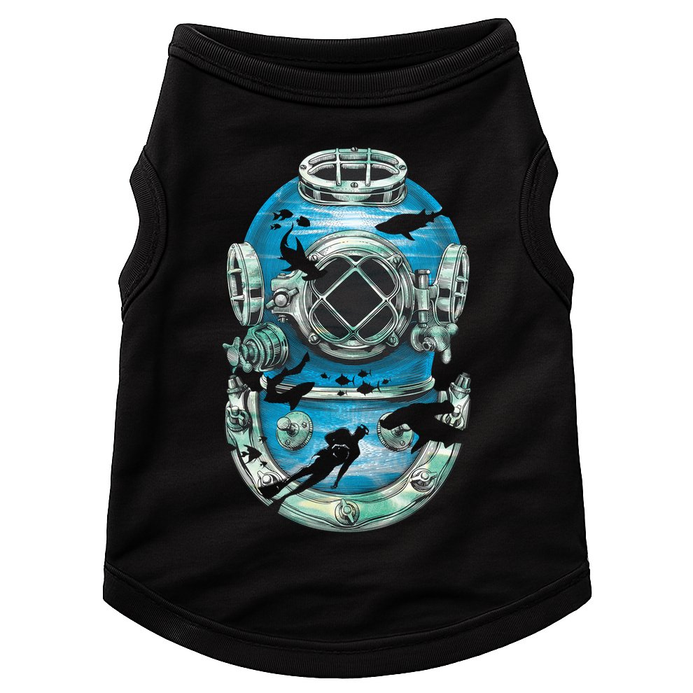 Vintage Scuba Diver Illustration Doggie Tank