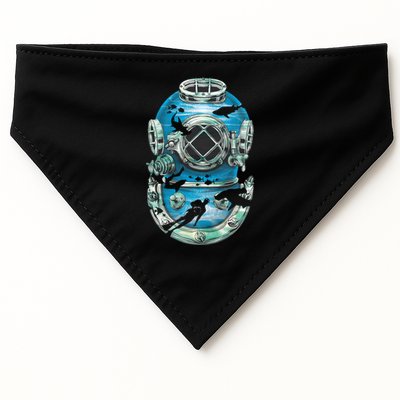 Vintage Scuba Diver Illustration USA-Made Doggie Bandana