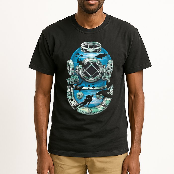 Vintage Scuba Diver Illustration Tall T-Shirt