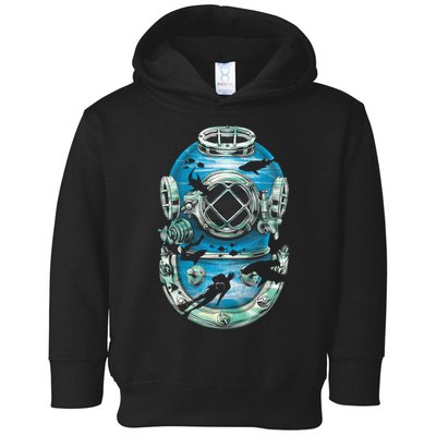 Vintage Scuba Diver Illustration Toddler Hoodie