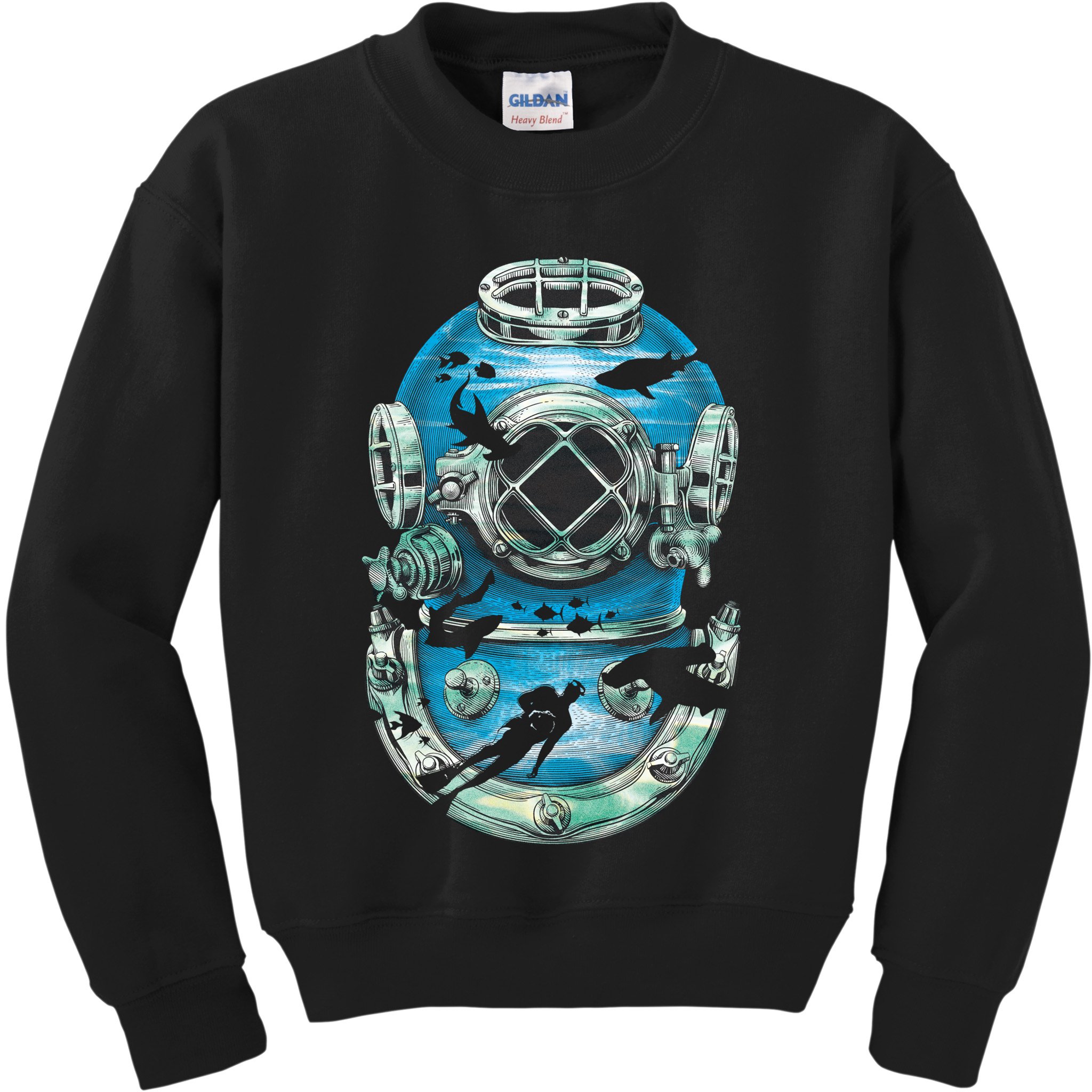 Vintage Scuba Diver Illustration Kids Sweatshirt