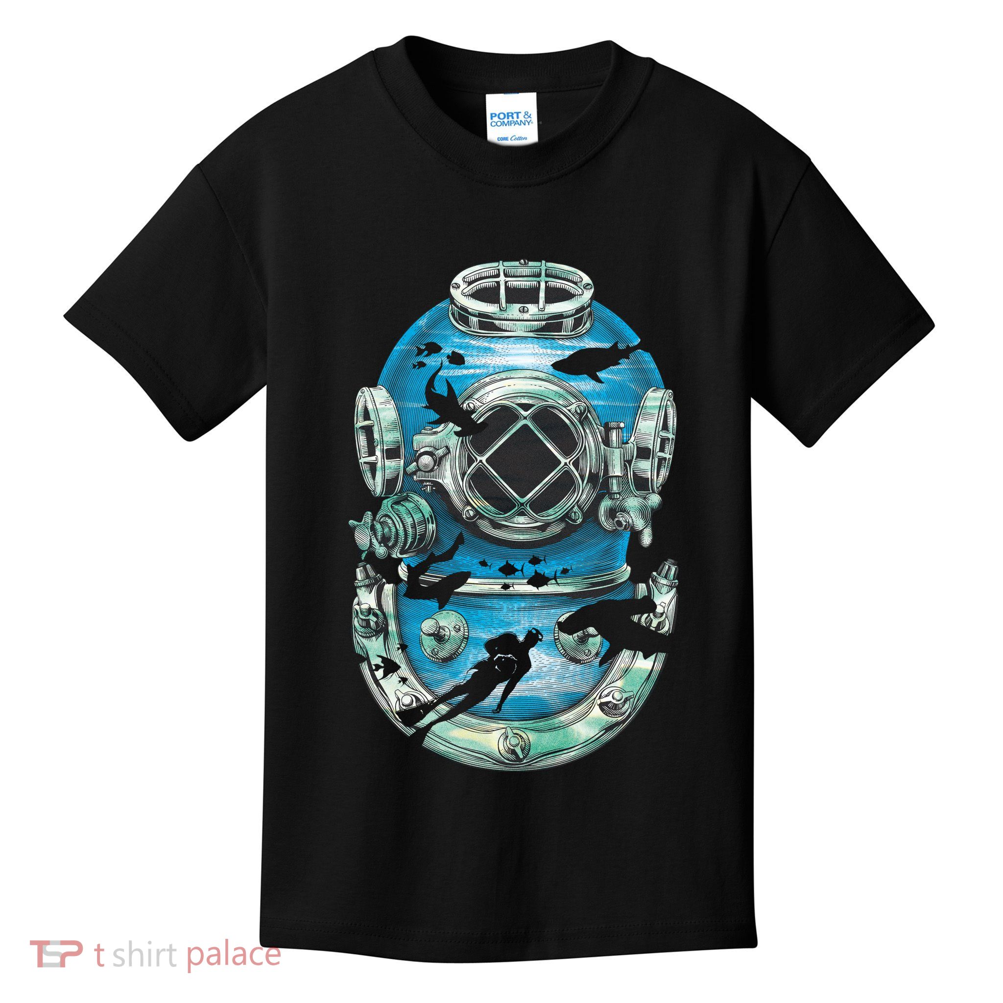 Vintage Scuba Diver Illustration Kids T-Shirt