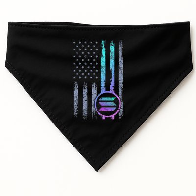Solana Crypto Blockchain Solana Coin Distressed Usa Flag USA-Made Doggie Bandana
