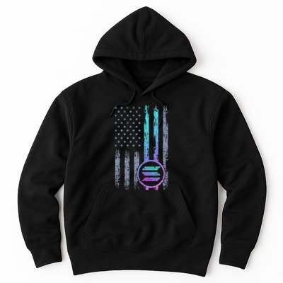 Solana Crypto Blockchain Solana Coin Distressed Usa Flag Hoodie