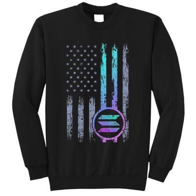 Solana Crypto Blockchain Solana Coin Distressed Usa Flag Sweatshirt