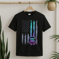 Solana Crypto Blockchain Solana Coin Distressed Usa Flag T-Shirt