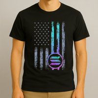 Solana Crypto Blockchain Solana Coin Distressed Usa Flag T-Shirt