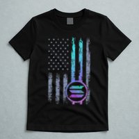 Solana Crypto Blockchain Solana Coin Distressed Usa Flag T-Shirt