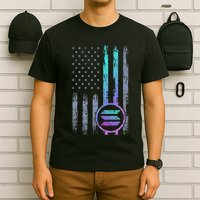 Solana Crypto Blockchain Solana Coin Distressed Usa Flag T-Shirt