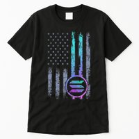 Solana Crypto Blockchain Solana Coin Distressed Usa Flag Tall T-Shirt