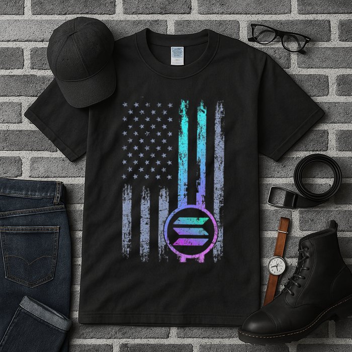 Solana Crypto Blockchain Solana Coin Distressed Usa Flag Tall T-Shirt