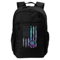 Solana Crypto Blockchain Solana Coin Distressed Usa Flag Backpack