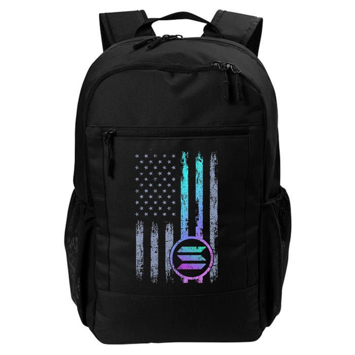 Solana Crypto Blockchain Solana Coin Distressed Usa Flag Backpack