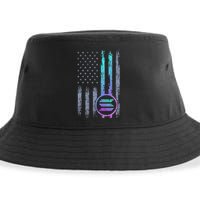 Solana Crypto Blockchain Solana Coin Distressed Usa Flag Sustainable Bucket Hat