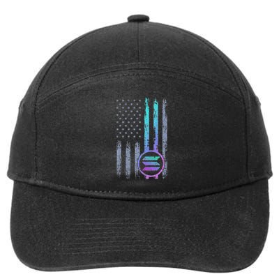 Solana Crypto Blockchain Solana Coin Distressed Usa Flag 7-Panel Snapback Hat