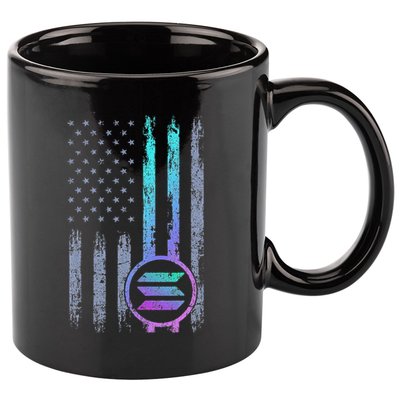 Solana Crypto Blockchain Solana Coin Distressed Usa Flag 11oz C Handle Ceramic Mug