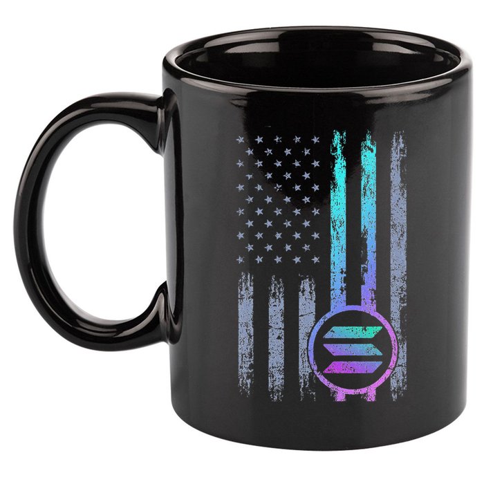 Solana Crypto Blockchain Solana Coin Distressed Usa Flag 11oz C Handle Ceramic Mug