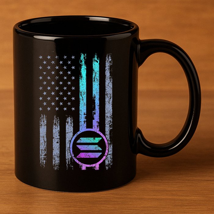 Solana Crypto Blockchain Solana Coin Distressed Usa Flag 11oz C Handle Ceramic Mug