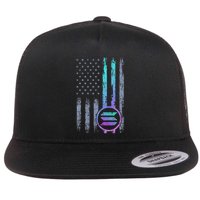 Solana Crypto Blockchain Solana Coin Distressed Usa Flag Flat Bill Trucker Hat