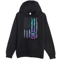 Solana Crypto Blockchain Solana Coin Distressed Usa Flag Premium Pullover Hoodie