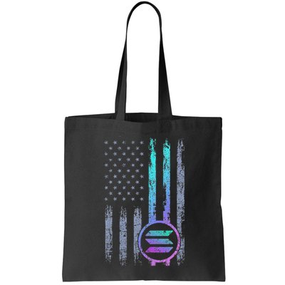 Solana Crypto Blockchain Solana Coin Distressed Usa Flag Bag