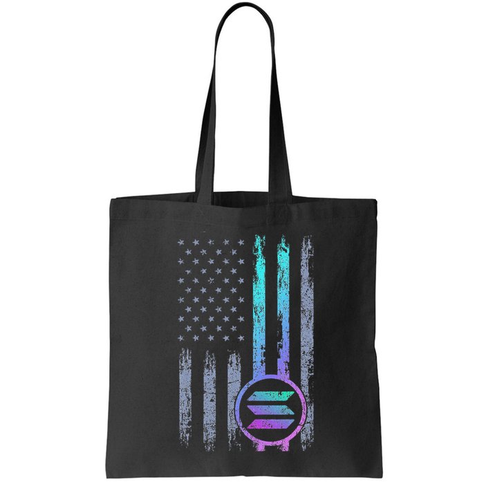 Solana Crypto Blockchain Solana Coin Distressed Usa Flag Bag