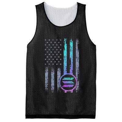 Solana Crypto Blockchain Solana Coin Distressed Usa Flag Mesh Reversible Basketball Jersey Tank