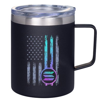 Solana Crypto Blockchain Solana Coin Distressed Usa Flag 12oz Stainless Steel Coffee Mug