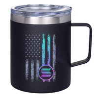 Solana Crypto Blockchain Solana Coin Distressed Usa Flag 12oz Stainless Steel Coffee Mug