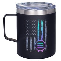 Solana Crypto Blockchain Solana Coin Distressed Usa Flag 12oz Stainless Steel Coffee Mug