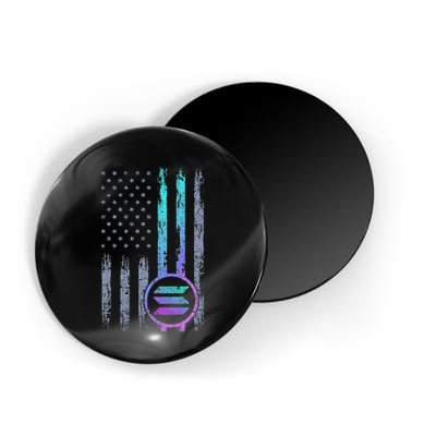 Solana Crypto Blockchain Solana Coin Distressed Usa Flag Magnet